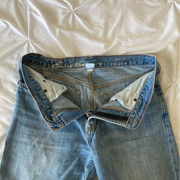 Eddie Bauer 32x32 (hemmed to 32x30 with a raw edge) upcycled jeans in blue wash - Picture 5 of 11
